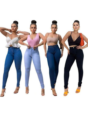 Kit 4 Siknny Women's Jeans With High Waist Lycra