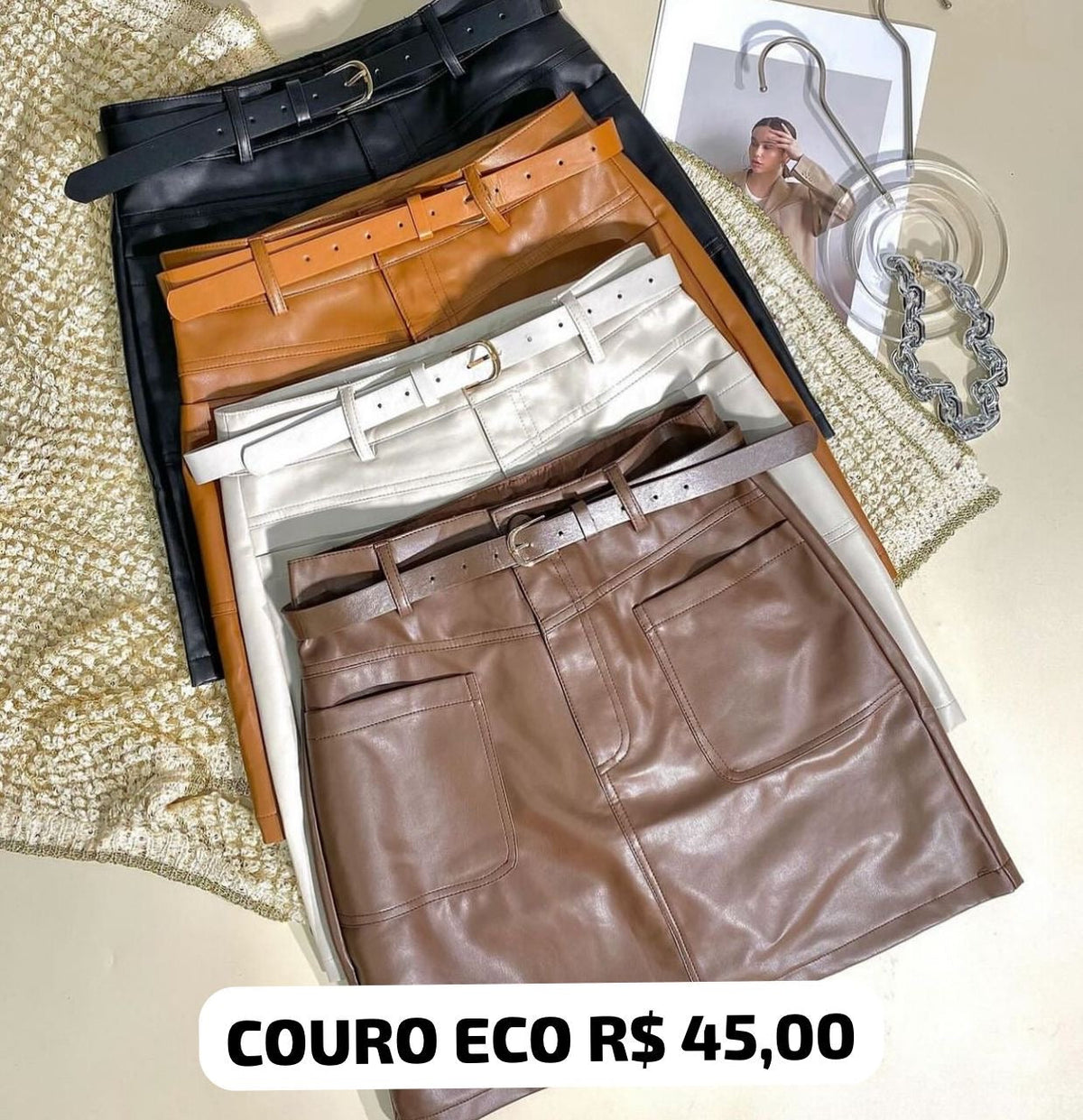 Eco-leather skirt