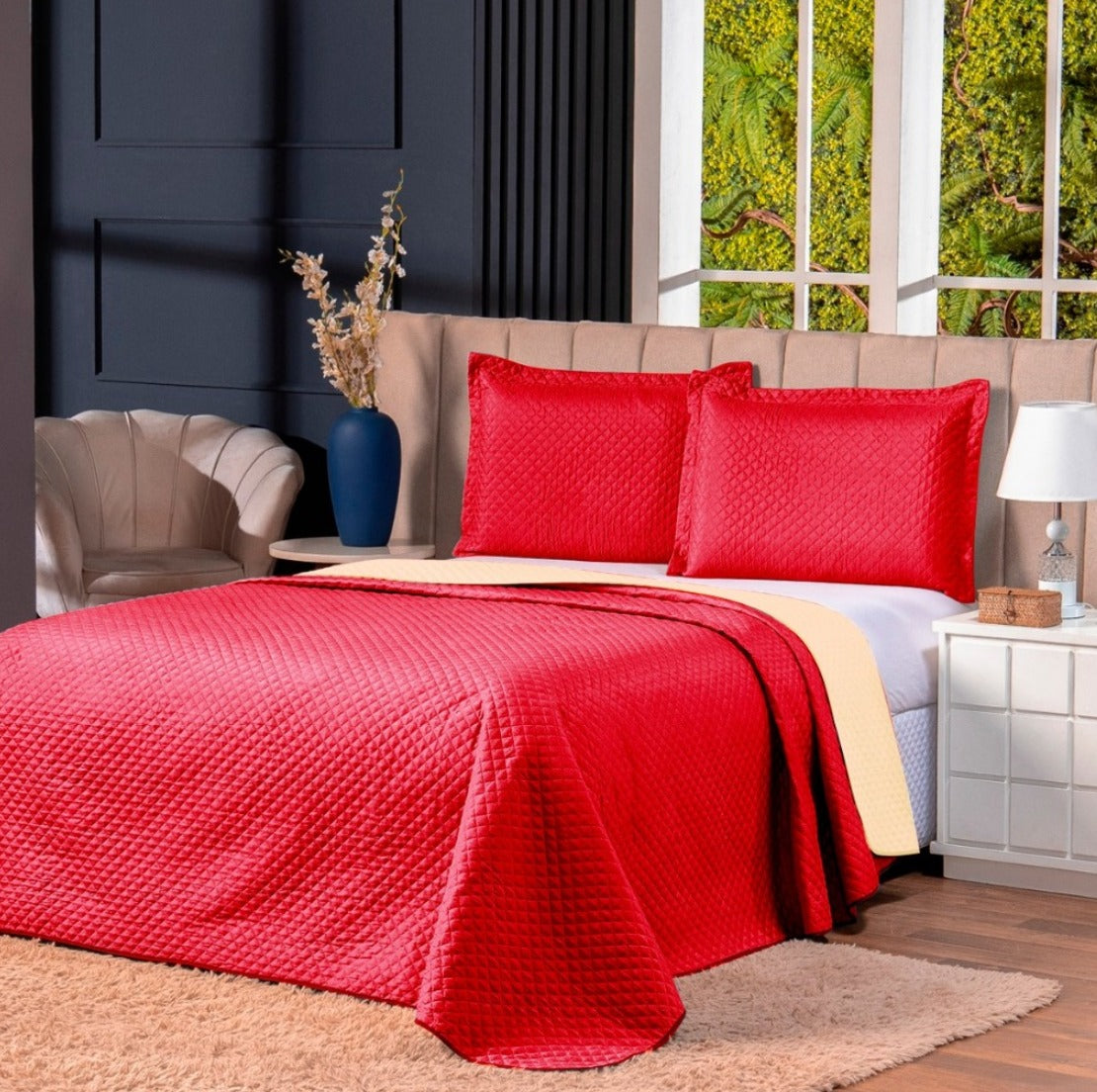 4-Piece Double-Sided Quilted Bedspread Kit